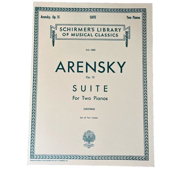 Other - Arensky Suite Op 15 Piano Duet Sheet Music  Schirmer’s Library Vol 1300